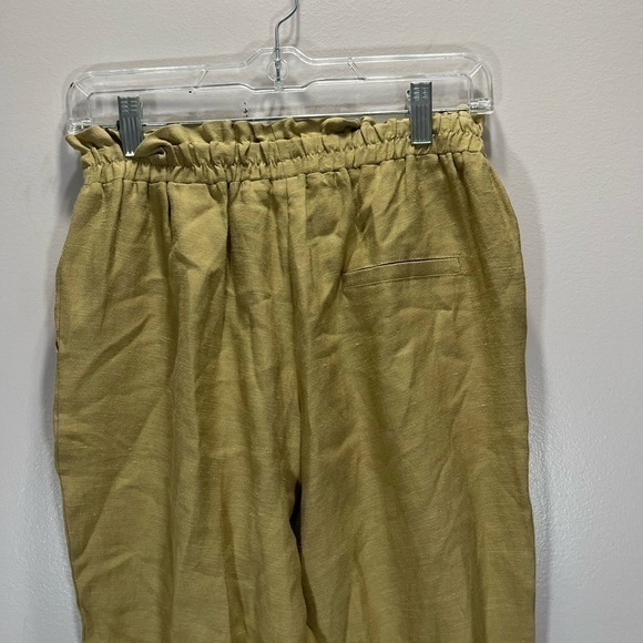 Zara Women’s Tan High Waisted Linen Blend Paperbag Jogger Pants - Picture 9 of 12